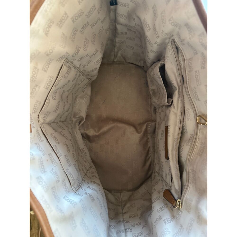 Michael Kors Paisley Leather Large Tote Brown MK Logo Charm Shoulder Bag - Picture 6 of 8